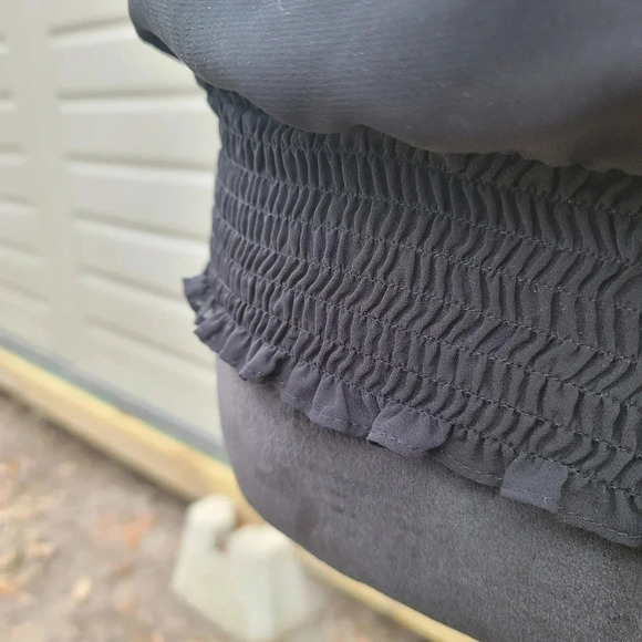 a.n.a. New Aproach Ladies Short Sleeve Black Sheer Ruffle Blouse Sz M Medium - Picture 3 of 9